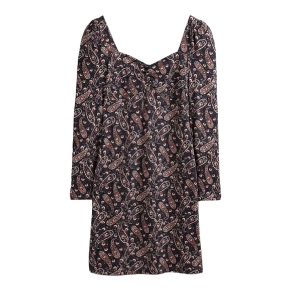 NWT Boden Paisley Fitted Jersey Dress Long Sleeve Sweetheart Neck Size 8R
